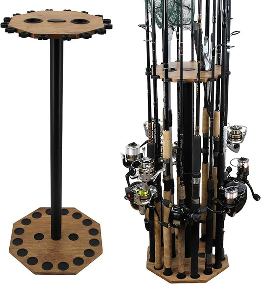 Rush Creek Creations | Rod Holder for 16 Fishing Poles, Garage Organization and Storage, for Reels, Gear, Accessories, Tackle Box