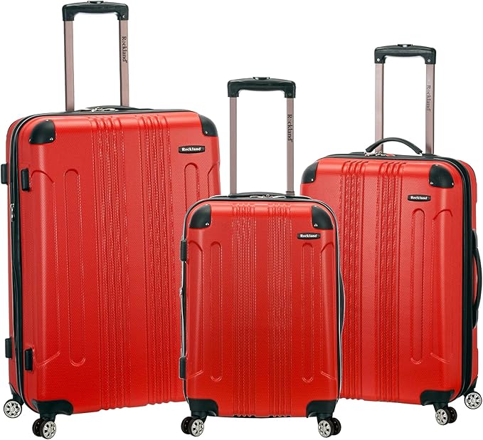 Rockland London ハードサイドスピナーホイール荷物、レッド、3点セット (20/24/28)