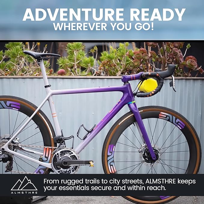 ALMSTHRE Compact Bar Bag – Sterling Electric Yellow | Hard-Shell Bike Handlebar Bag with Waterproof Zipper & Adjustable Straps | Lightweight Bicycle Handlebar Bag, Compatible with Road & MTB Bikes