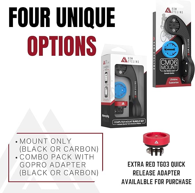 KOM Cycling CM06 Quick Release GoPro Computer Mount for Wahoo and Garmin Bike Computers (Bike Mount Compatible with Edge 1050, Wahoo Ace and Others) 1050 Bike Mount Compatible with GoPro Accessories