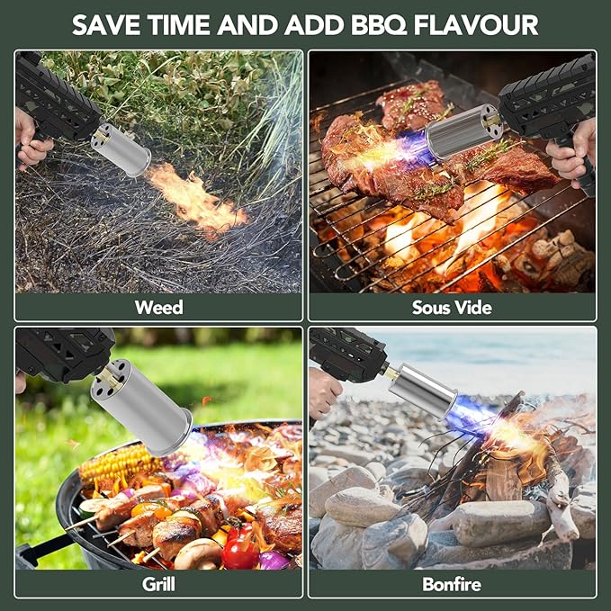 Sondiko Powerful Cooking Propane Torch Gun, Culinary Torch Campfire Starter, Adjustable Torch Burner for Searing Steak, BBQ, Welding (Propane Tank Not Included)