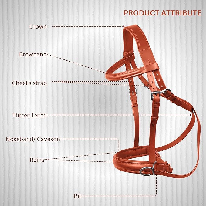 Hulara Genuine English Leather Crossover | Crossunder Bitless Horse Bridle Headstall with Reins