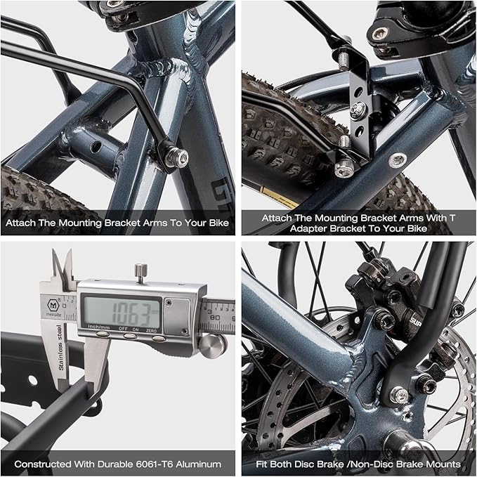 CXWXC Rear Bike Rack - Bike Cargo Rack for Disc Brake/Non-Disc Brake Mount - 66lbs Bicycle Pannier Touring Carrier Rack for 26"-27.5” or 29" Frames