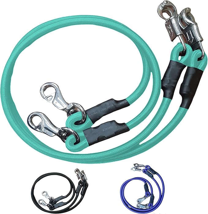 Majestic Ally Pack of 2, Bungee Trailer Tie for Horse Haulage with Panic Snap and Bull Snap - 36 Inch (Turquoise)