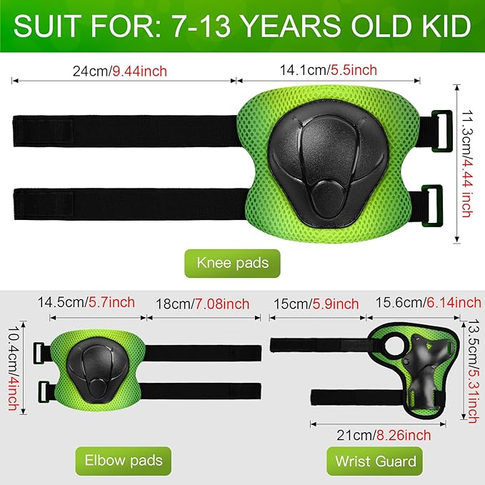 Wemfg Kids Protective Gear Set Knee Pads for Kids 3-14 Years Toddler Knee and Elbow Pads with Wrist Guards 3 in 1 for Skating Cycling Bike Rollerblading Scooter