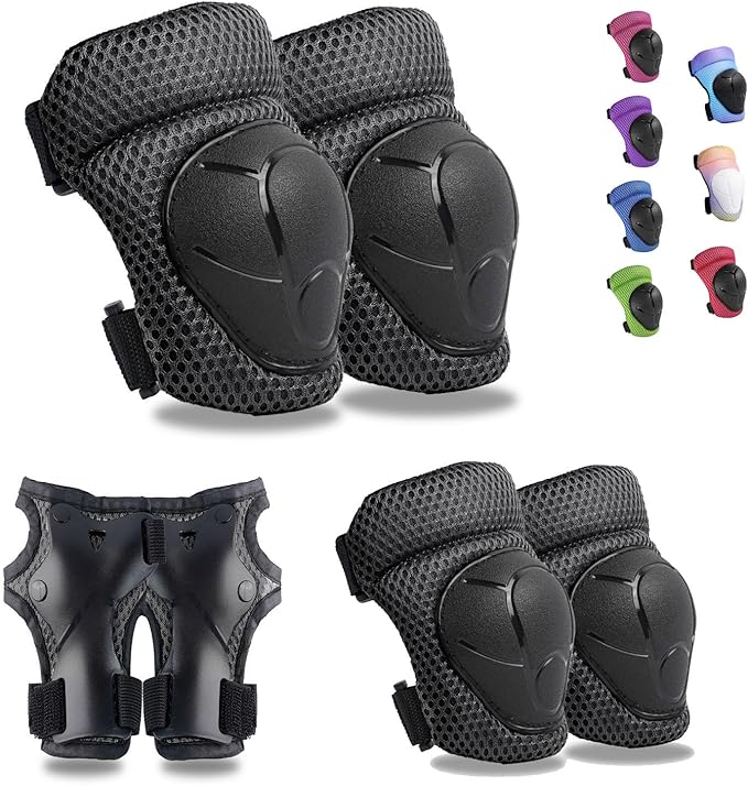 Knee Pads Elbow Pads Wrist Guards Set for Kids,Upgraded Protective Gear for Toddle 4-12 Boys or Girls Children Roller Skating Scooter Skateboarding Bike Roller Blade