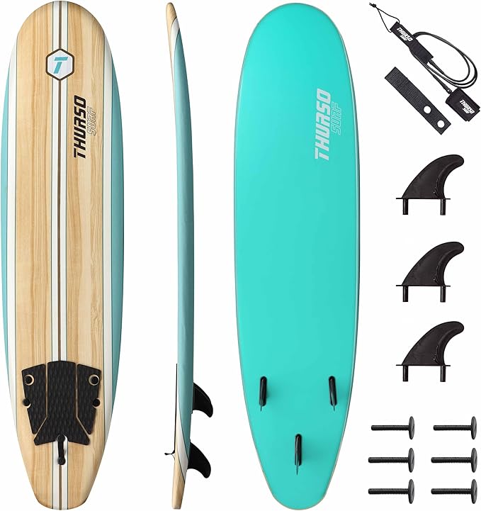 Thurso Surf 7/8フィート ソフトトップフォーム初心者用サーフボード 大人・子供向け サーフィン、ビーチでの遊び、ウォータースポーツに最適なロングボード 軽量で丈夫 あらゆるレベルのサーファーに対応するモダンなデザイン