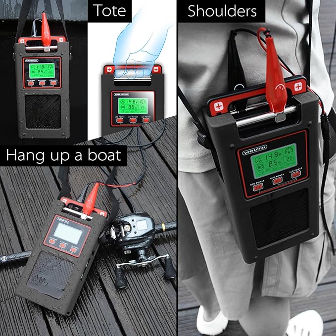 14.8V20000mAh Fishing Reel Rechargeable Lithium Battery for Offshore Fishing Boats and Electric Reels. for Daiwa Tanacom Seaborg Leobritz Shimano Electric Reel Battery (Black)