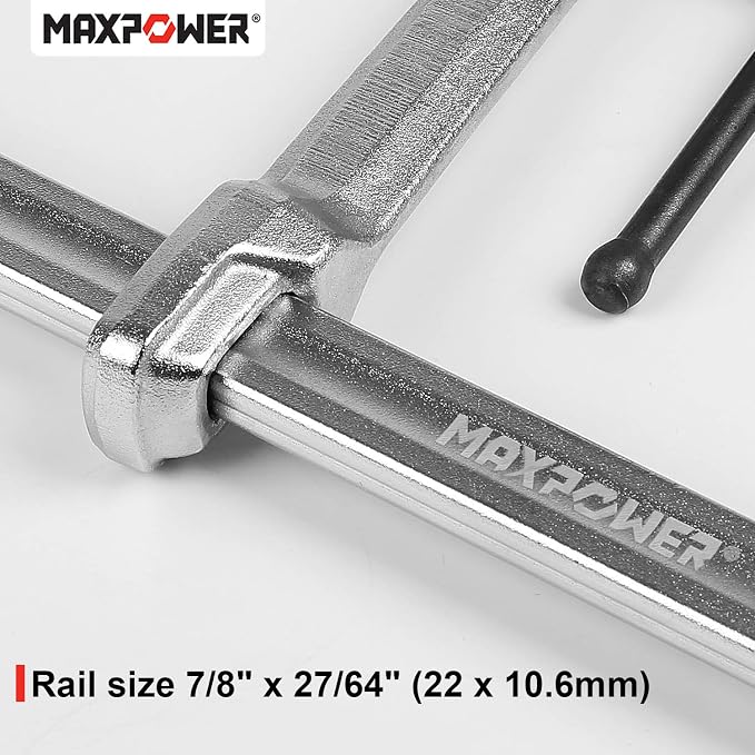 MAXPOWER 12-inch F Clamp, 4-3/4" Throat, Forged Full Steel Bar Clamp