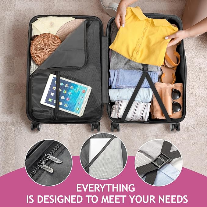 Karl home スーツケース 3点セット ハードサイド スピナーホイールとTSAロック付き 持ち運びやすい軽量ABS製 旅行・ビジネス用 ピンク (20/24/28)