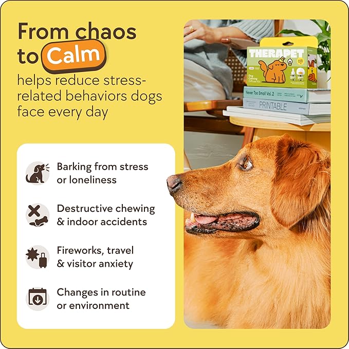 TherapetMD 2-Pack 120-Days Dog Calming Diffuser Kits - Dog Pheromone Diffuser for Stress, Destructive Behavior, Pee Accidents, Separation Anxiety, Barking & Chewing - 120-Days Refills - Box May Vary