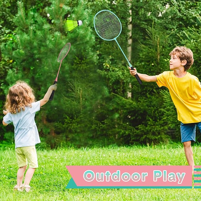 12 Pack Badminton Rackets Set Including Badminton Racquets, Nylon Shuttlecocks and Carry Bag for Outdoor Backyard Games Beginners
