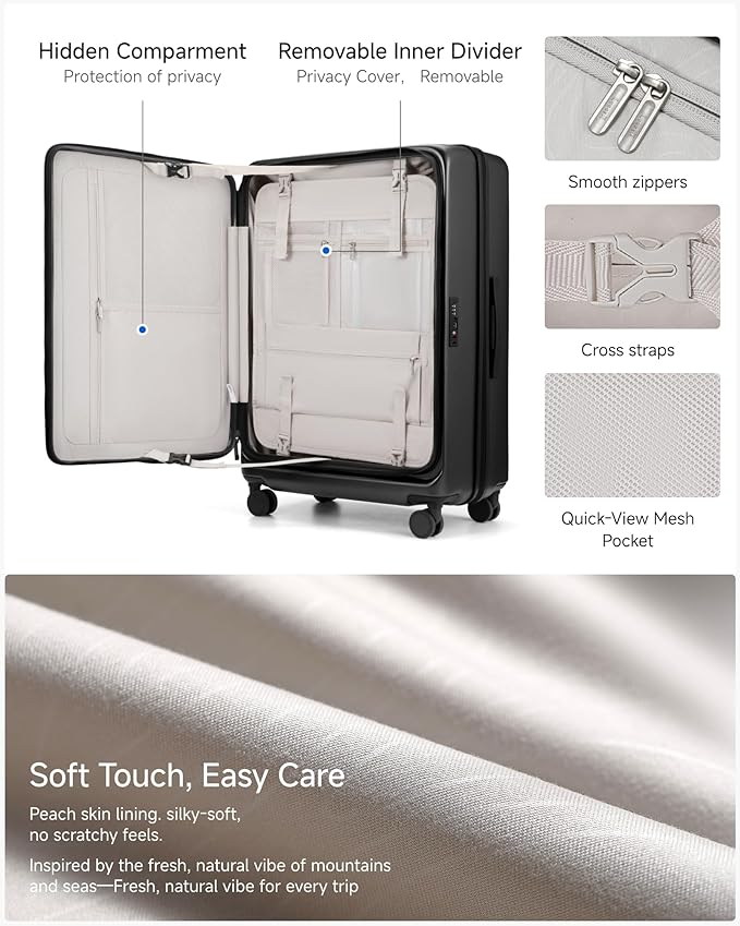 LUGGEX Checked Suitcase and Travel Packing Cubes Bundle – Travel Essentials (FX-Core, Black, 28 Inch)