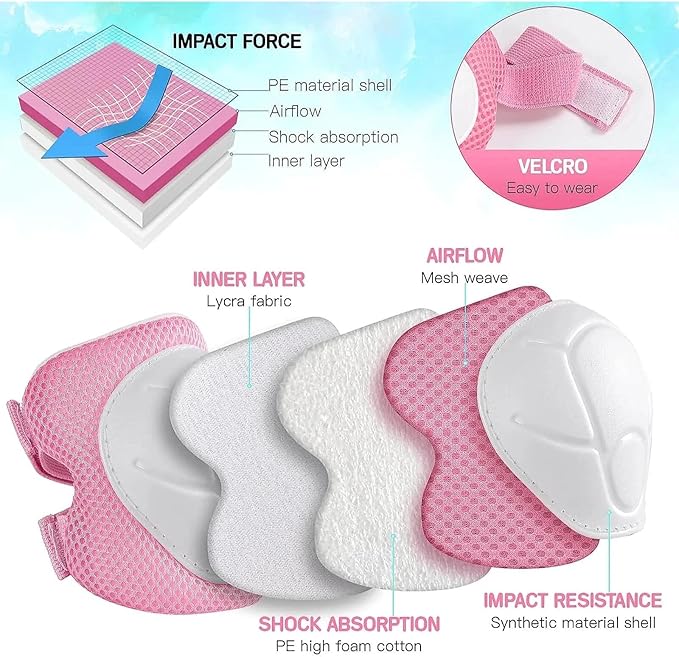 Kids Bike Helmet Set for Boys Girls Toddler Bicycle Helmet Adjustable Skateboard Helmet Protective Gear Set Knee Elbow Wrist Pads for Children Cycling, Scooter, Outdoor Sports