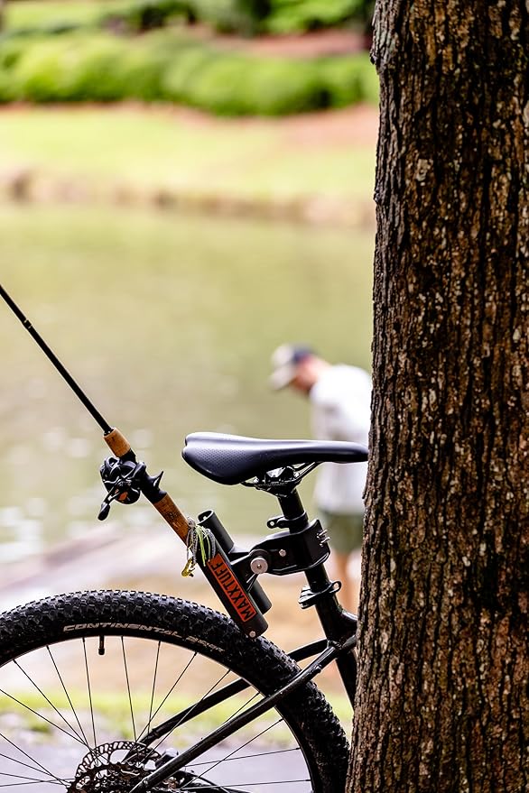 Heavy-Duty Bicycle Rod Holder, Universal Fit, Holds 2 Fishing Rods, Mounts to Seat Post - MTM103