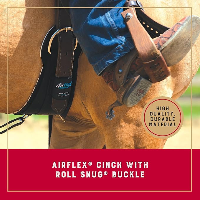 Weaver Equine AirFlex ‎Straight Horse Cinch, Anti-Slip Acrylic Saddle Cinch Girth with Flat Buckle, Western Horse Riding Supplies, Black