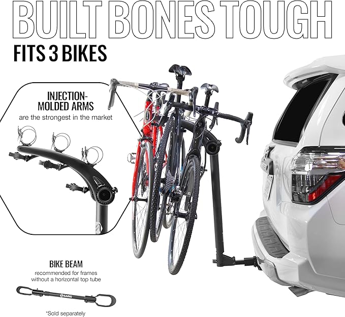 Saris Bones 3-Bike Hitch Rack Bicycle Carrier, with Easy Fold Design and Tilting Base