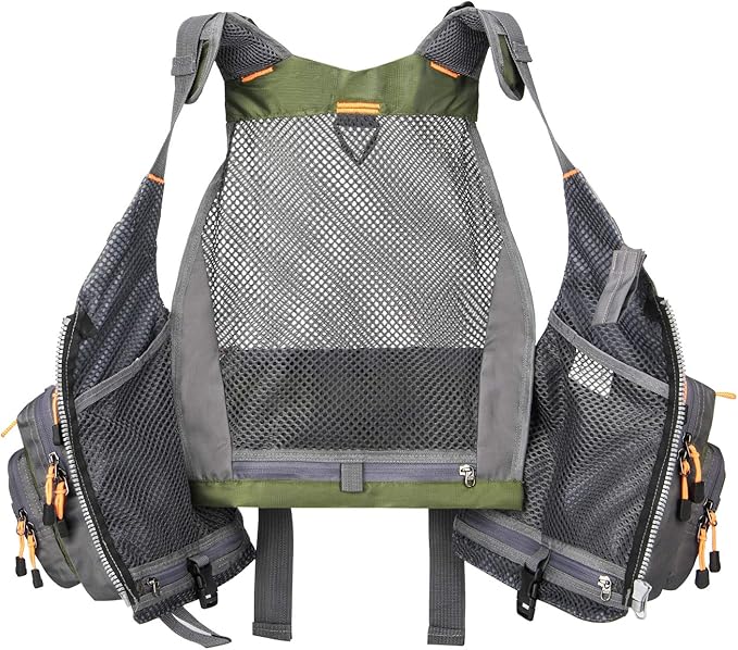 Gonex Fly Fishing Vest for Men Women, Comfortable Adjustable Fishing Vest with Multi-Pockets Reflective Stripes