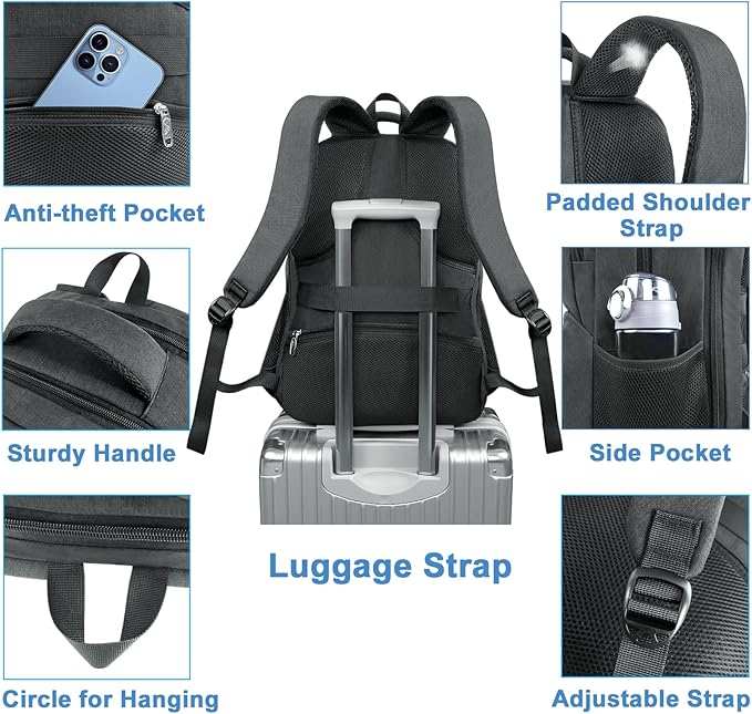 MATEIN Lunch Backpack for Men Work, Sturdy 17 Inch Laptop Backpack with Lunch Compartment, Water Resistant Work Bag with Padded Straps, Anti Theft Computer Back Pack for Office Commute College