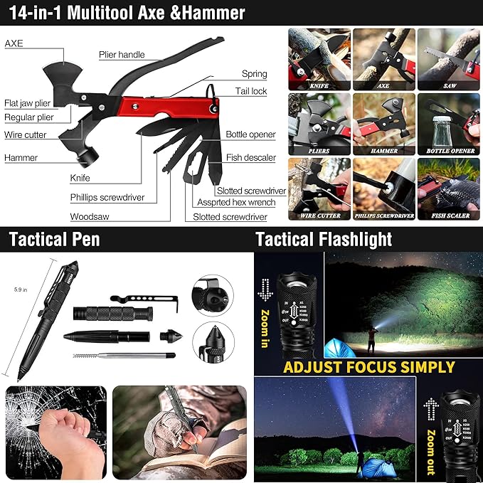 Survival First Aid Kit, 190 Pcs Survival Gear and Medical Supplies, Military IFAK EMT Molle Tactical Pouch for Outdoor, Camping, Hiking, Car, Vehicles and More