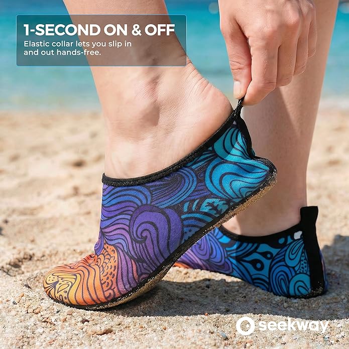 SEEKWAY Water Shoes Women Men Adult Quick-Dry Aqua Socks Barefoot Non Slip for Beach Swim River Pool Lake surf Black SK002(U)