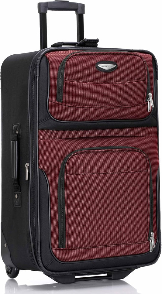 Travel Select Amsterdam Softside Expandable Luggage with Rolling Wheels, Red, 25-Inch Medium