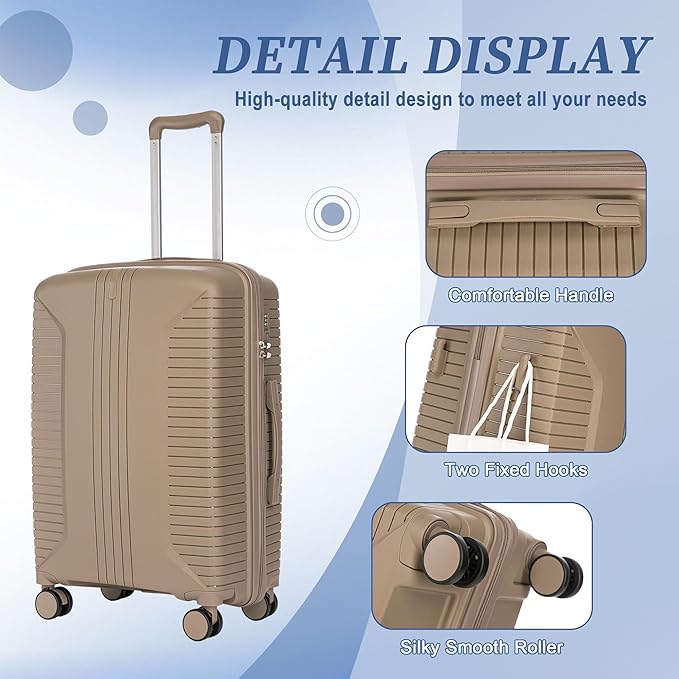 3 Pcs Hardshell Luggage Sets, Lightweight Wave Suitcases with Spinner Wheel