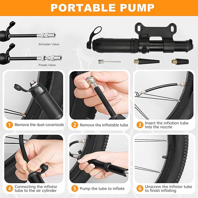 Bicycle Seat Bag Water Proof with Bike Tool Kit, Bike Repair Kit with Bike Tire Pump Bicycle Repair Bag Portable Wrenches Glueless Tire Patchs 15 in 1
