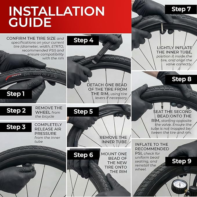 Fincci Foldable 26x2.10 Mountain Bike Tires - 26 Inch Bike Tires with 1mm Nylon Puncture Proof - Black Kevlar 26 Bike Tyre 60 TPI with Cross Country Profile for MTB, XC, Folding, Hybrid Bicycles
