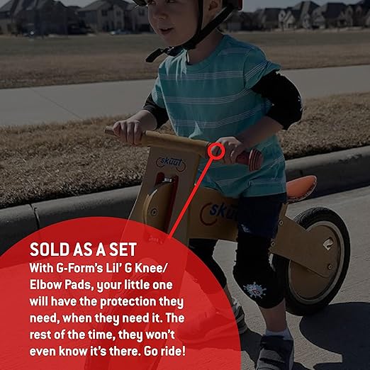 G-Form Lil' G Toddler Knee & Elbow Guard Set - Protective Cycling Elbow & Knee Guards with Pads for Toddlers - Bike Accessories & Sports Gear for Kids - Black, S/M