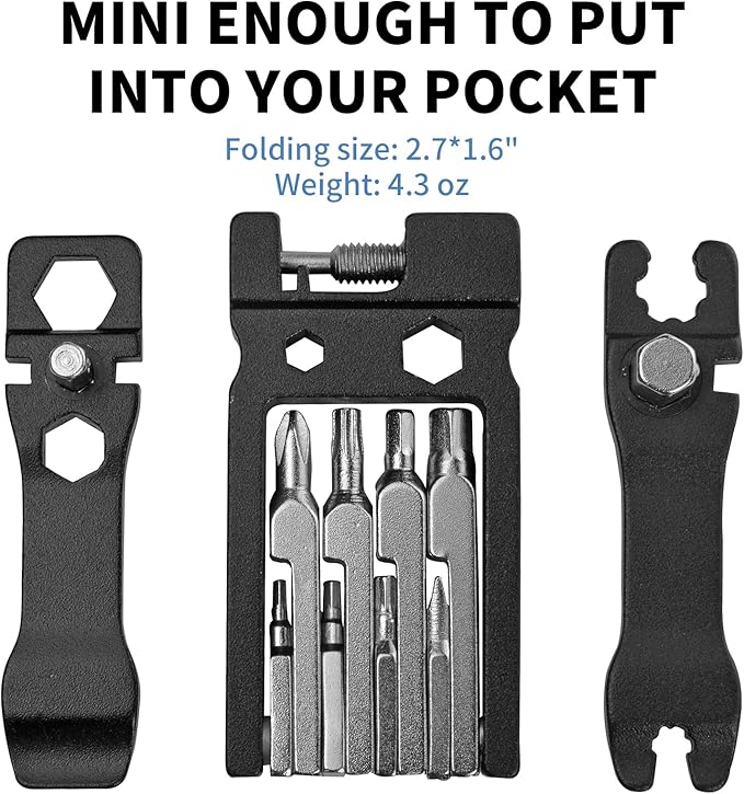 ROCKBROS 20 In 1 Bike Multi-Function Tool Kit - Portable Foldable Bike Multitool Cycling Tool Kit With Allen Wrench, Tire Levers
