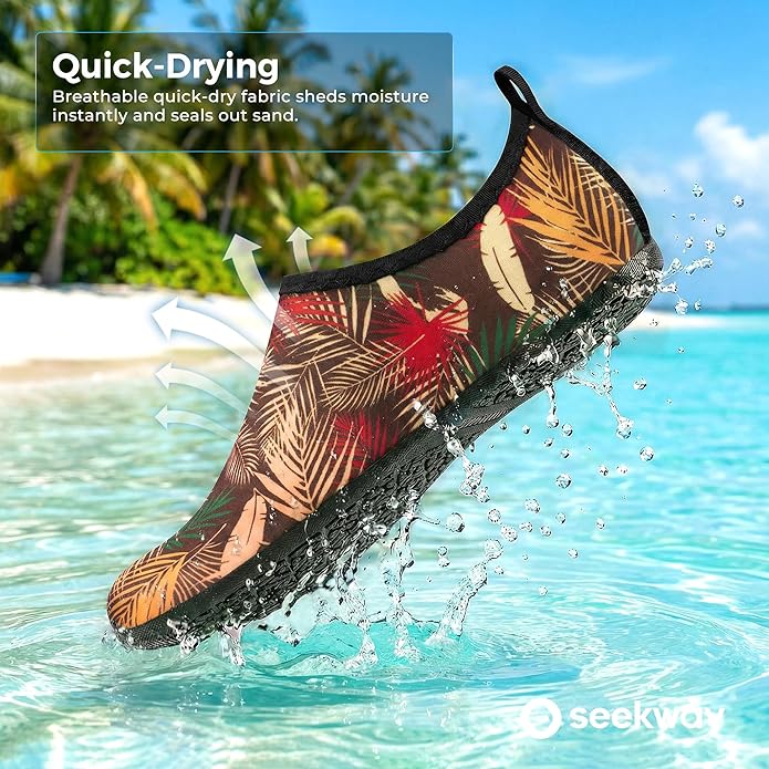 SEEKWAY Water Shoes Women Men Adult Quick-Dry Aqua Socks Barefoot Non Slip for Beach Swim River Pool Lake surf Black SK002(U)