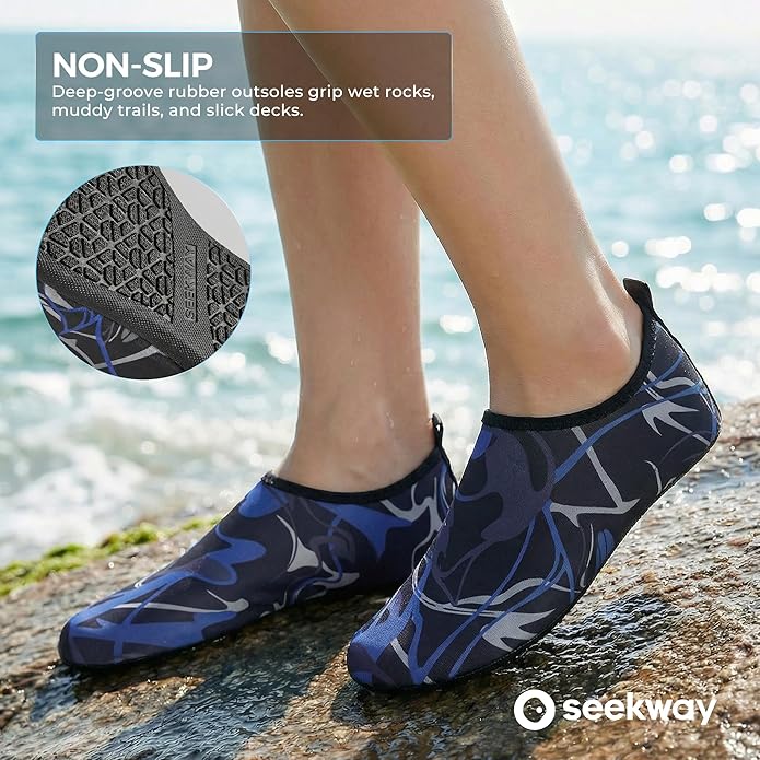SEEKWAY マリンシューズ ウォーターシューズ レディース メンズ 大人 速乾 アクアソックス ベアフット 滑り止め ビーチ水泳 川 プール 湖 サーフィン用 ブラック SK002(U)