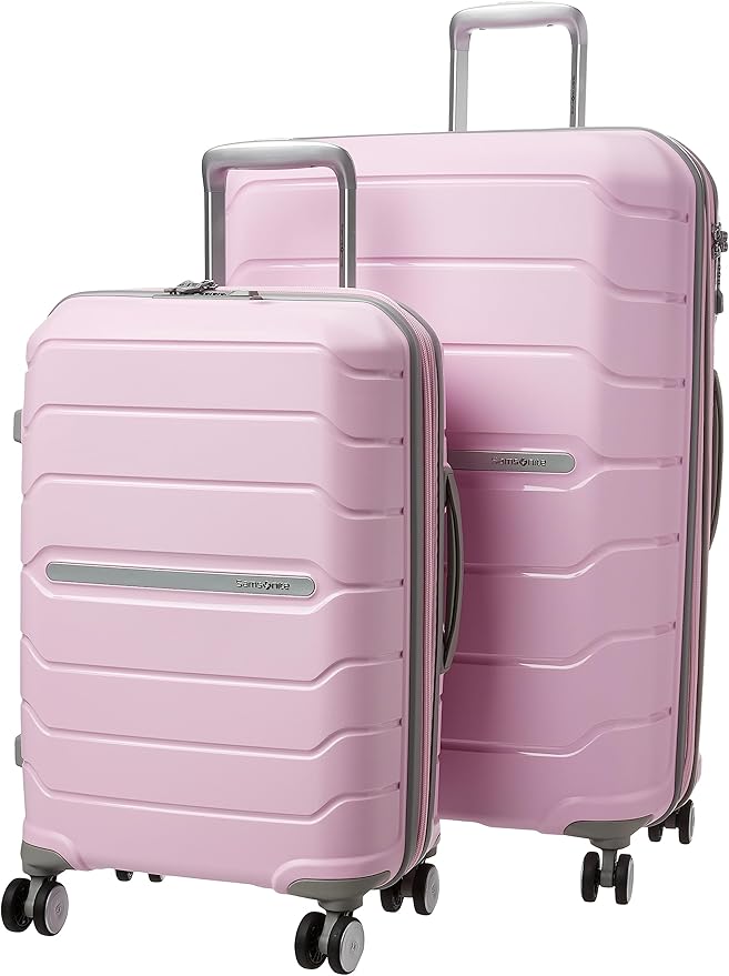 サムソナイト フリーフォーム 2ピース荷物セット - 機内持ち込み＆大型受託手荷物 デュアルスピナーホイール付き - 丈夫なポリプロピレン製ハードシェル - TSAロック、航空会社承認 - 拡張可能なハードシェル - ピンクローズ