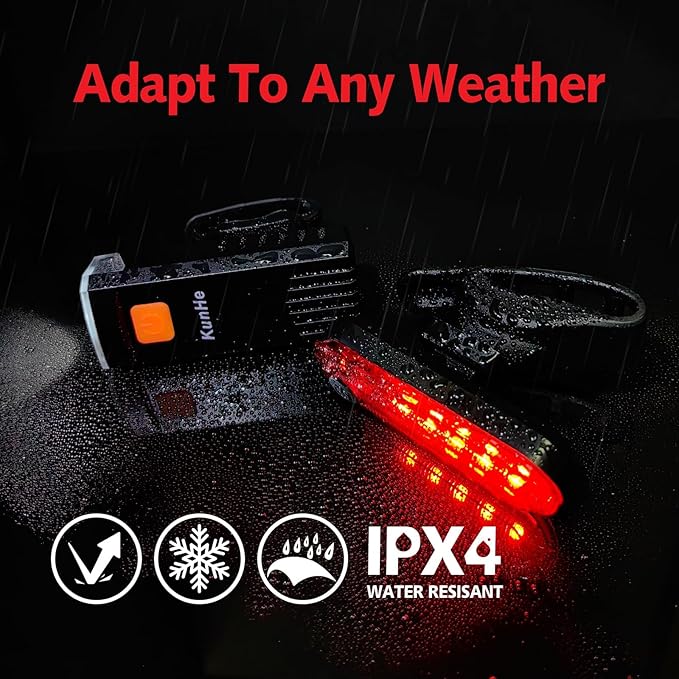 Kunhe USB-C Rechargeable Bike Lights Front and Rear(2or4or10or20 Packs) Night Riding for Kids &Adults 3 Lights Modes Used as a Safety Indicator Light for Skateboards Strollers and Wheelchairs