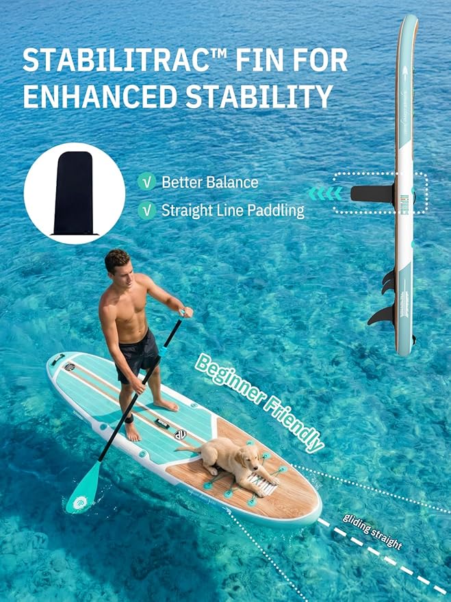 Niphean Inflatable Stand Up Paddle Board with SUP Accessories, Anti-Slip EVA Deck, 10’6’’ Inflatable Paddle Boards for Adults & Youth of All Skill Levels