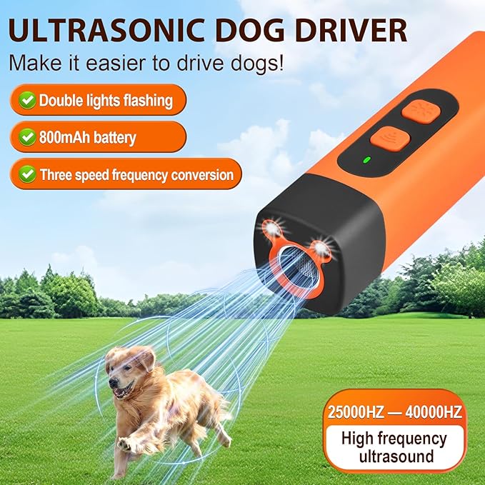 warmow Dog Bark Deterrent Devices, Rechargeable Anti Barking Device for Dogs, 3 Modes & LED Light Ultrasonic Dog Trainer Indoor Outdoor, Suitable for Training to Improve Bad Behavior (Orange)