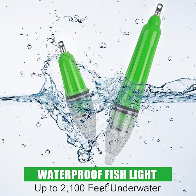 AGOOL Underwater Fishing Light, 4pcs Deep Drop Fishing Light Waterproof Flashing LED Night Fishing Light Attractive Light Green Light Bait Lure Lamp Fishing Bait Lure 5 Colors 6.7 inch 4.7 inch