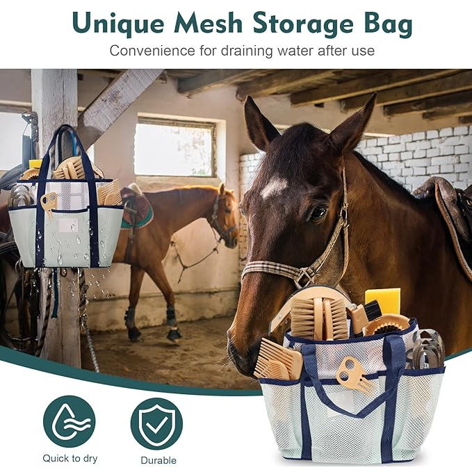 Horse Grooming Kit,13PCS Professional Horse Brushes for Grooming Care Supplies Set with Organizer Bag, Curry Comb, Hoof Pick, Horses Tack Brush Set for Effective Cleaning, Gift for Horse Riders