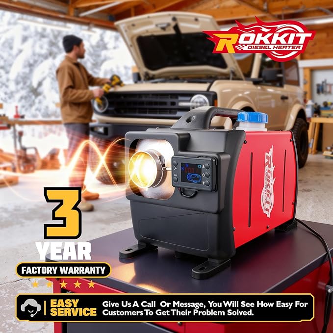 [2026 Version]Diesel Heater 8KW, 110V/12V All-in-One Portable Diesel Air Parking Heater with LCD Thermostat Monitor & Remote Control for Trucks, Car Trailer, Boat and Motor-home (8KW)