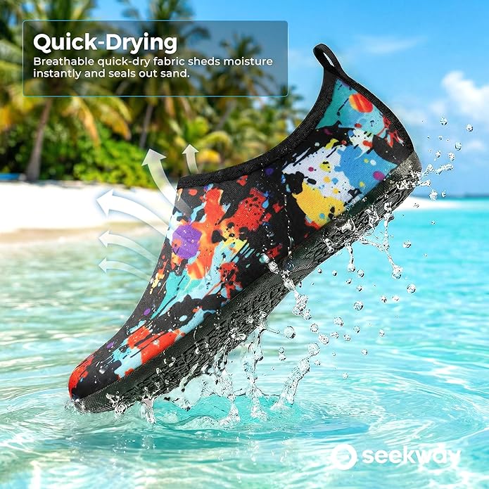 SEEKWAY Water Shoes Women Men Adult Quick-Dry Aqua Socks Barefoot Non Slip for Beach Swim River Pool Lake surf Black SK002(U)