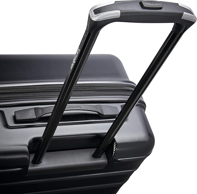 Samsonite Omni 2 24インチ ミディアムチェック ハードサイド荷物 360°スピナーホイール付き - 傷に強いハードシェル - TSAロック - 軽量旅行用拡張可能ポリカーボネートシェル - ミッドナイトブラック