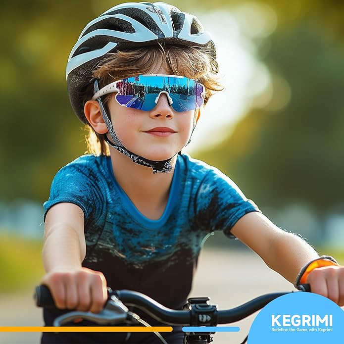 キッズ野球用偏光サングラス：3～12歳向け男の子女の子用スポーツサングラス サイクリング ランニング用ユースサングラス