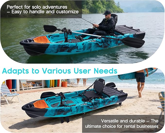 Albott Modular Fishing Kayak with Drive System & Durable HDPE, Customizable Lightweight Sit-on-Top Kayak for Youth & Adult, Perfect for Leisure & Commercial Use, 420lbs Capacity