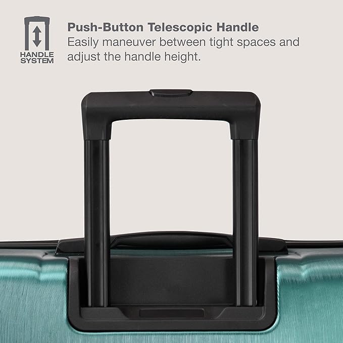 U.S. Traveler Boren Expandable Hardside Rugged Travel Luggage with 8 Spinner Wheels, Teal, 2-Piece Set
