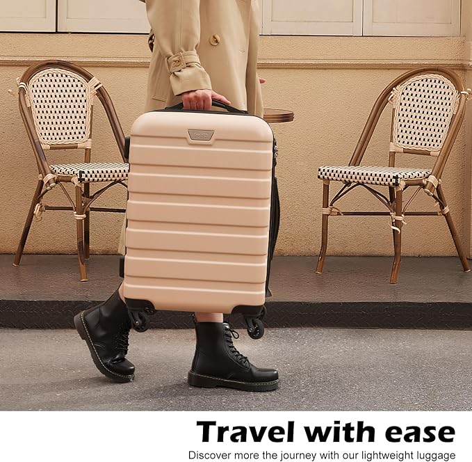 Coolife Luggage 3 Piece Set Suitcase Spinner Hardshell Lightweight TSA Lock (champagne,20/24/28)