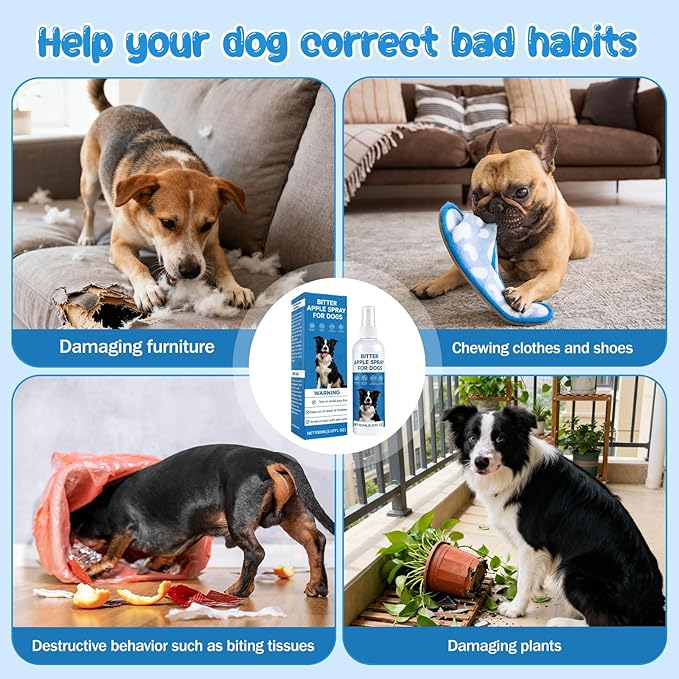 Bitter Apple Spray for Dogs – Alcohol-Free No Chew & Dog Deterrent Spray to Stop Chewing and Licking, Protect Furniture, Shoes, Plants & Household Items