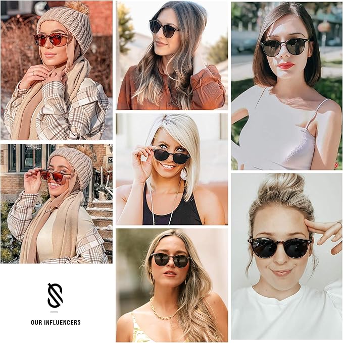 SOJOS Small Round Classic Polarized Sunglasses for Women Men Vintage Style UV400 Lens MAY SJ2113