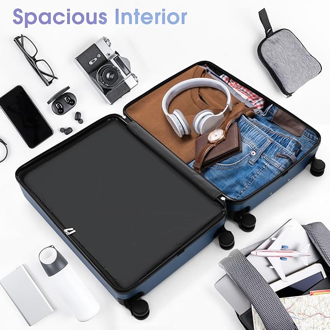 Hardshell Luggage, Lightweight Suitcases with Spinner Wheels Crystal Blue