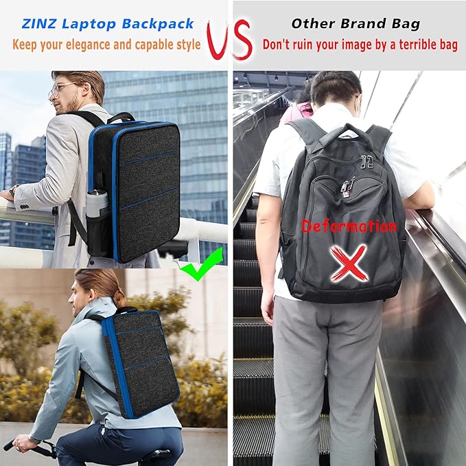 ZINZ Slim & Expandable Laptop Backpack Water Resistant Travel Backpack Compatible with MacBook Air/Pro 13-14 inch XPS 13 Surface 13.5" and Most 13-14 inch NoteBooks,B01BL01